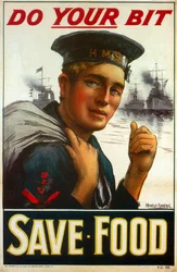 WW1-Poster, das dazu auffordert, deinen Beitrag zu leisten - Spare Lebensmittel, 1917